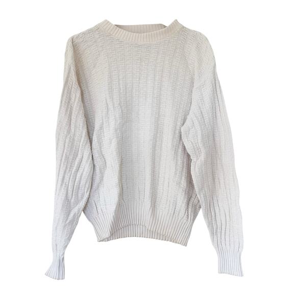 Vintage Woolrich White Cream Knit Sweater Sz L - Picture 1 of 6